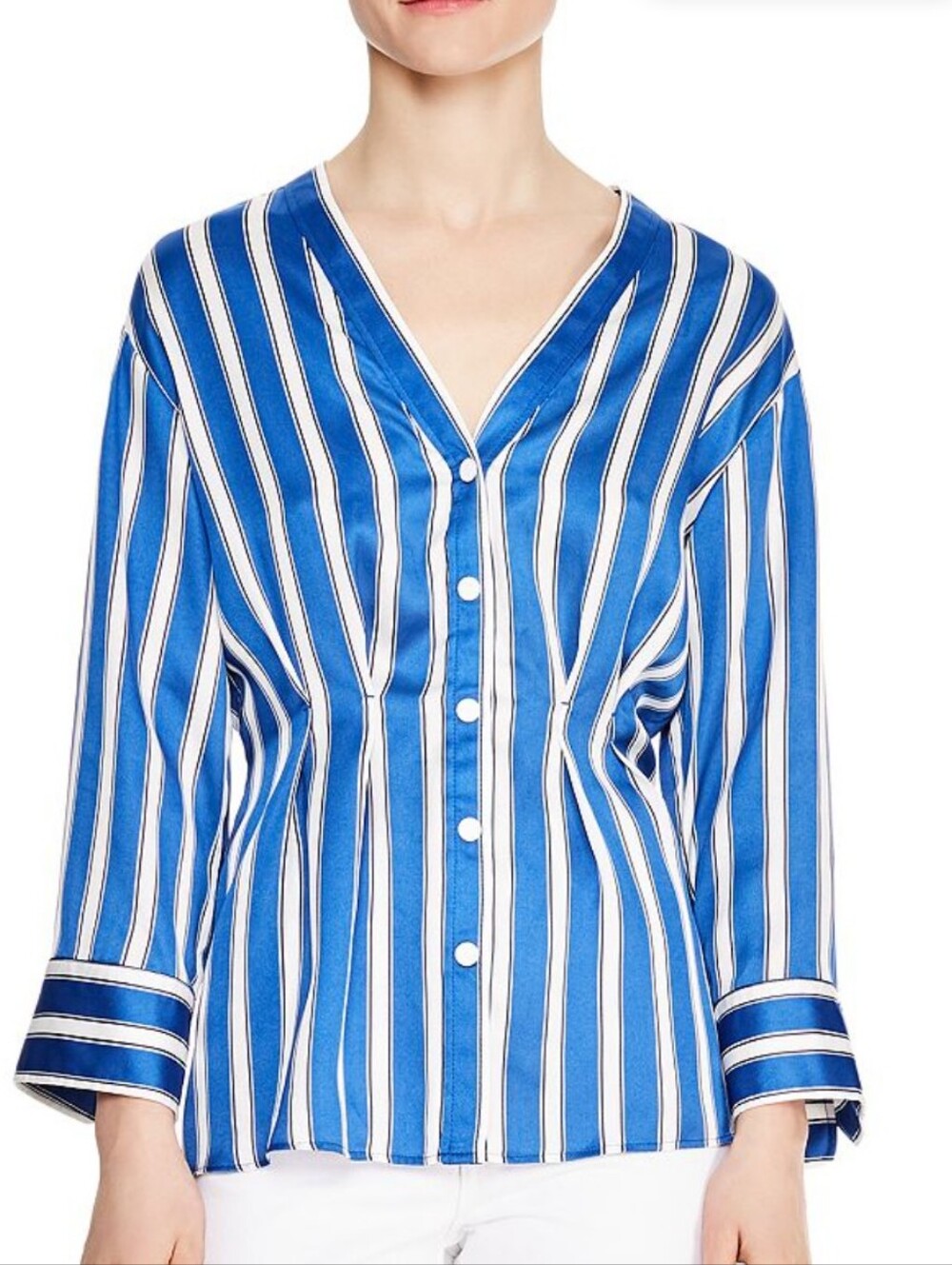 Sandro Elizabeth Striped Pleated Shirt Size 0